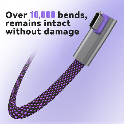 EnergyFort black and purple braided USB-C cable with straight and L-shaped plugs