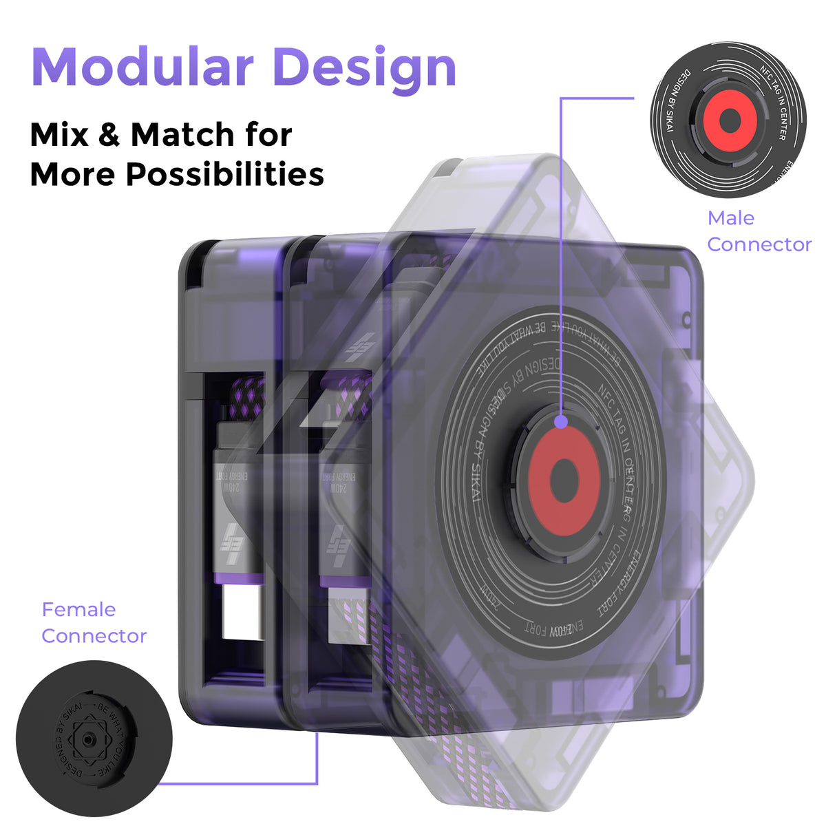 Modular snap-together design of EnergyFort DISC cable