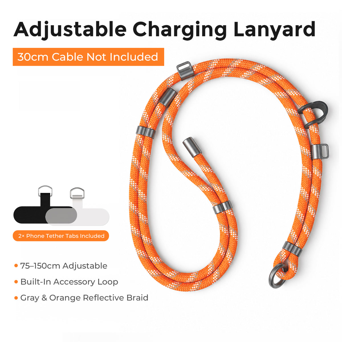 Black purple EnergyFort adjustable phone lanyard without charging cable