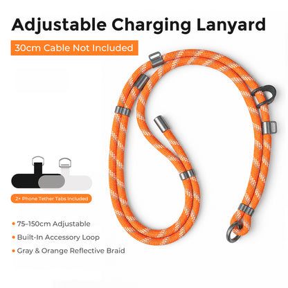 Black purple EnergyFort adjustable phone lanyard without charging cable
