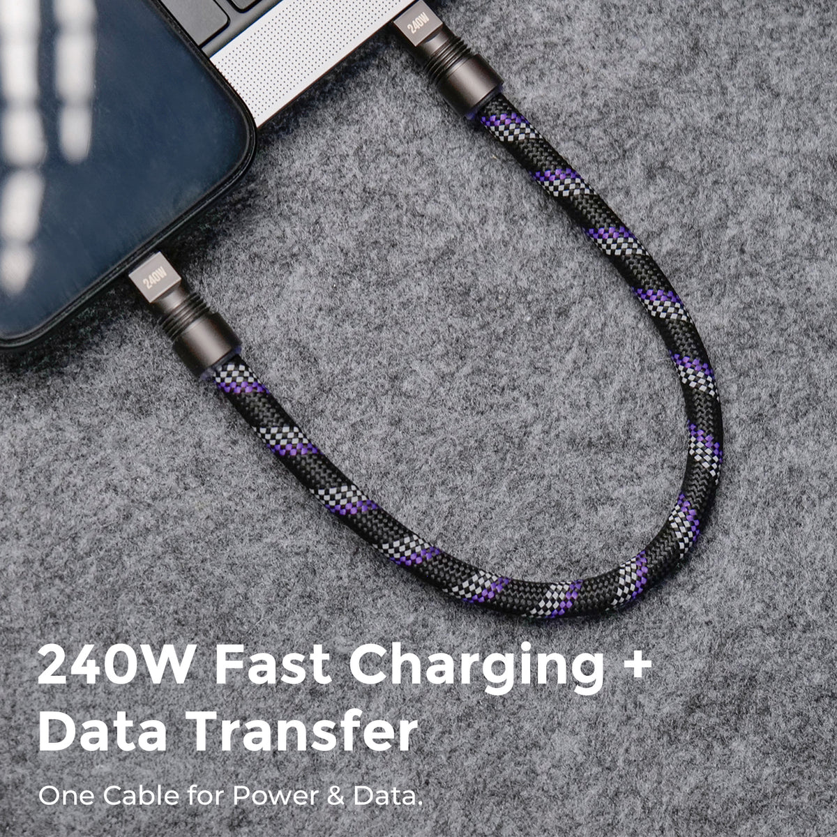 Reflective braided phone lanyard with visible low-light reflection