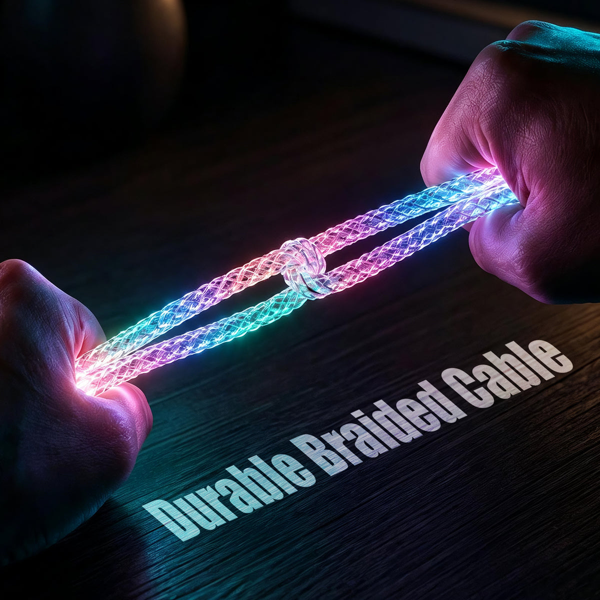 Flexible double-braided RGB flowing light charging cable